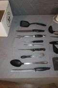 Magic Chef Food Chopper, Knives, Scissors, Juicer, Spatulas, Nutcracker, Bottle Opener, and Misc.