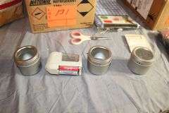 Sewing Thread, Gorilla Glue, Plastic Bolt Bin, Buttons, Table Cloths, Sewing Machine Parts, Gift Tags, and Misc.
