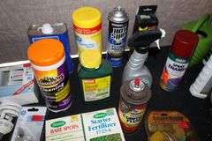 Light Bulbs, Watering Can, Cleaning Wipes, Pressure Washer Concentrate, Glass Cutting Board, Brush, and Misc.