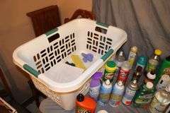 Murphy Wood Cleaner, Antibacterial Wipes, Hornet Spray, Swiffer Power Mop, Glass Cleaner, and Misc. Cleaning Supplies