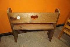 Oval Magazine Rack Lamp Table and (2) Small Wooden Benches