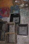 (11) Plastic Milk Crates and PVC Elbows