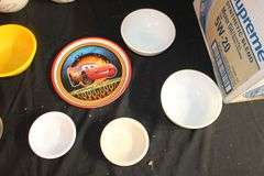 Tabletop Gallery Bowls, Zak Bowls, (2) Fire King Bowls, Glass Mugs, Condiment Bowls, Glasses, and Misc.
