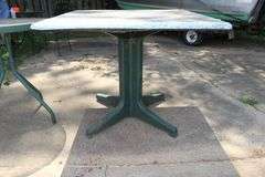 Smoker Base, Glass Top Patio Table, and Square Patio Table