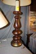 (2) White Lamps with Globes, (6) Lamps, (2) Wooden Base Lamps, and Golf Bag Lamp