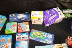 Reynolds Wrap, Swiffer Pads, Mr. Clean Magic Erasers, Pack Mate Vacu-Seal, Size Medium Rubber Gloves, and Misc.