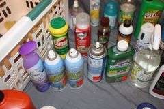Murphy Wood Cleaner, Antibacterial Wipes, Hornet Spray, Swiffer Power Mop, Glass Cleaner, and Misc. Cleaning Supplies