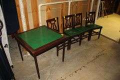(4) Harp Back Folding Chairs and Folding Table
