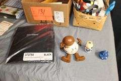 Sewing Thread, Gorilla Glue, Plastic Bolt Bin, Buttons, Table Cloths, Sewing Machine Parts, Gift Tags, and Misc.