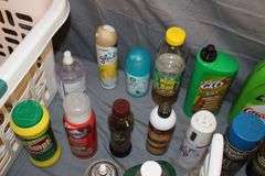 Murphy Wood Cleaner, Antibacterial Wipes, Hornet Spray, Swiffer Power Mop, Glass Cleaner, and Misc. Cleaning Supplies