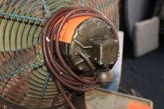 Robbins and Myers Fan and Metal Table on Wheels