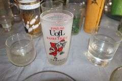 Ice Bucket, Punch Cups, Glass Boot, Drink Dispenser with Cups, 1985-86 Louisville Basketball Glass, Shot Glasses, and Misc. Glassware