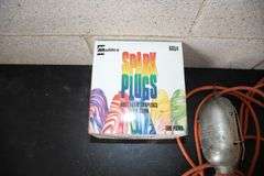 Box of Ear Plugs, Shop Light, Knee Pads, Tool Belts, and Downspout Strainer