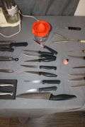 Magic Chef Food Chopper, Knives, Scissors, Juicer, Spatulas, Nutcracker, Bottle Opener, and Misc.