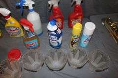 Vanity Light with (5) Globes, (2) Lanterns, Carpet Cleaner, and Misc. Cleaning Supplies