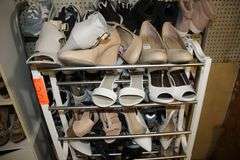 Womens Dress Shoes, Tennis Shoes, Boots, and Misc. Women's Shoes, and (2) Shoe Racks