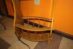 Oval Magazine Rack Lamp Table and (2) Small Wooden Benches