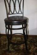 Circular Glass Top Coffee Table, Glass Top Side Table, and High Back Swivel Barstool