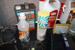 Waterproof Sealer, Ortho Insect Killer, Hand Saw, Fire Extinguisher, Caulk, Caulk Gun, Screws, Clover Needlecraft, and Misc.