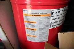 5 Gallon Portable Oil Drain Dolly, Sprayer, Fire Extinguisher, Floor Compound, Shop Light, and Misc.