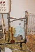 Step Stool, Walker, Brooms, Cane, Sheets, Door Gate, Towels, Plunger, and Misc.