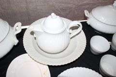 Kaiser Teapots, Serving Plates, Plates, Bowls, Saucers, Cups, Soup Tureens, Sugar Canister, and Gravy Boat