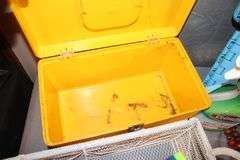 Door Beads, Frog Decorations, Plastic Toolbox, Step Stool, Vases, Pitcher, Lined Wicker Basket, Cleaning Supplies, and Misc.