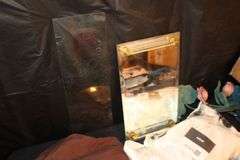 Lawn Food and Drink Table, Coach Purse, Guess Purse, Handbags, Toiletry Bags, Towels, and Misc.