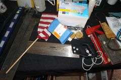 Waterproof Sealer, Ortho Insect Killer, Hand Saw, Fire Extinguisher, Caulk, Caulk Gun, Screws, Clover Needlecraft, and Misc.