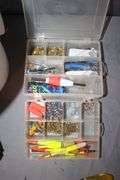 (2) Minnow Buckets, Zebco Omega Reel, PFlueger Reel, Ear Muffs, Bobbers, and Misc. Fishing Tackle