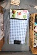 Sewing Thread, Gorilla Glue, Plastic Bolt Bin, Buttons, Table Cloths, Sewing Machine Parts, Gift Tags, and Misc.
