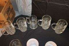 Tabletop Gallery Bowls, Zak Bowls, (2) Fire King Bowls, Glass Mugs, Condiment Bowls, Glasses, and Misc.