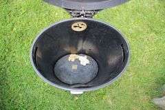 Sunbeam Grill, Rubbermaid Trash Can, Gott Cooler, and Simply 10.5 Gallon Metal Trash Can