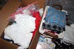 Pattern Cutting Boards, Sewing Pad, Thread, Fabric, Blanket Pieces, White Sew Quick, Crafting Supplies, and Misc.