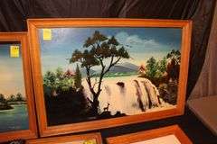 (4) Oil Paintings, Vertical Mirror, (2) Gary Peterson Prints, and Misc. Framed Wall Decor