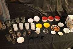 Tabletop Gallery Bowls, Zak Bowls, (2) Fire King Bowls, Glass Mugs, Condiment Bowls, Glasses, and Misc.