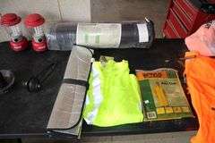 Boat Anchor and Baffle, Coleman Lanterns, Self Inflating Air Pads, Rain Coats, Sun Visor, and Hunting Vest