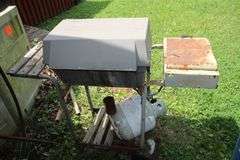 Sunbeam Grill, Rubbermaid Trash Can, Gott Cooler, and Simply 10.5 Gallon Metal Trash Can