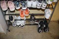 Womens Dress Shoes, Tennis Shoes, Boots, and Misc. Women's Shoes, and (2) Shoe Racks