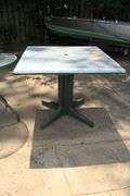 Smoker Base, Glass Top Patio Table, and Square Patio Table