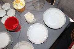 Glass Vases, Hot Plates, Hand Towels, Cookie Jar, Percolator, Bristol Cups, Plates, Saucers, Bowls, and Misc.