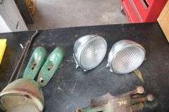Misc. Oliver Parts: Brake Pedals, Head Lights, Light Mounts, New Lamps, Piggy Lamp Assembly, and Misc. Tractor Parts
