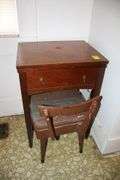 Sewing Machine Table with Sears Kenmore Sewing Machine and Seat