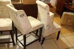 (3) Wing Back Cushioned Bar Stools, and High Back Cushioned Chair with Pillow