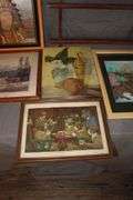 Various Sized Framed Pictures and 2-Tier Shelf