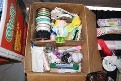 (2) Yard Sticks, Golf Club Grips, Mens Small and Womens Large Golfing Gloves, Peg Board Pegs, Fabric, Claw Hammer, Ribbon, Crafting Supplies, and Misc.