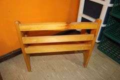 Oval Magazine Rack Lamp Table and (2) Small Wooden Benches