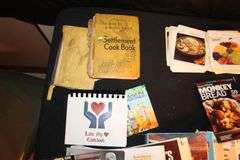Keurig Coffee Maker, Stainless Knife Set, Cook Books, Glass Cutting Board, Back Scratcher, Shower Hooks, and Misc.