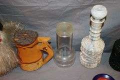 Glass Decanters, Coca Cola Glass, Liquor Barn Glass, Pens, Wall Decorations, Decanter, and Misc.