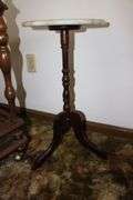 Marble Top Plant Stand and Glass Top Bar Cart
